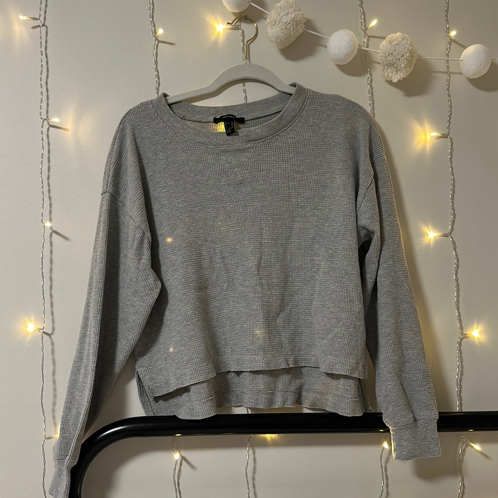 Gray Long Sleeve Basic Top